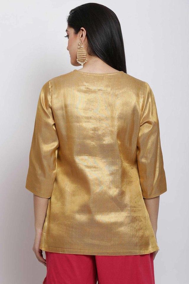 Golden colour kurtis sale