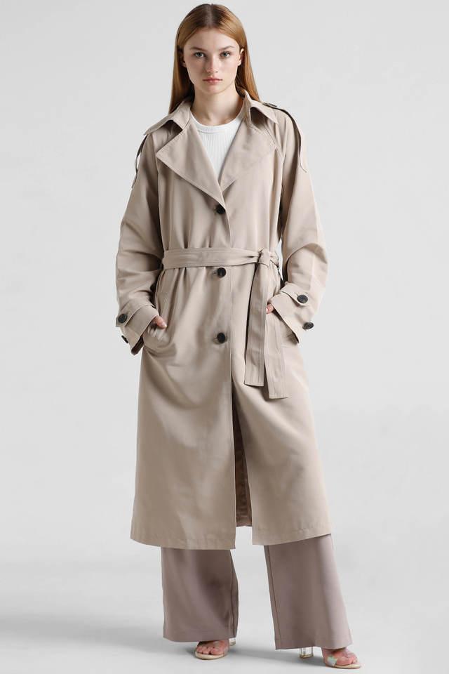 Buy ONLY Light Brown Solid Polyester Relaxed Fit Women s Coat Shoppers Stop