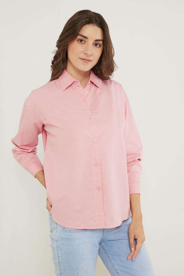 Buy LIFE Solid Cotton Women's Casual Wear Shirt