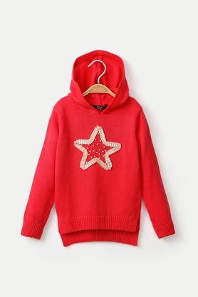 Graphic Blended Fabric Regular Fit Girls Sweatshirt