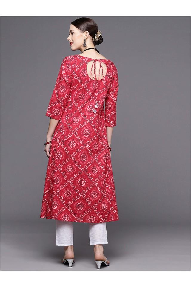 Libas Floral Printed Gotta Patti Boat Neck Cotton Kurta - Absolutely Desi