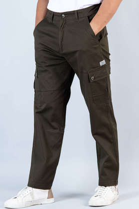 Solid Cotton Relaxed Fit Men's Cargo Pants