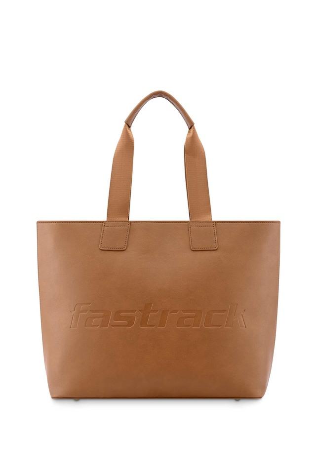 Buy FASTRACK Tan Solid PU Zipper Closure Women s Casual Tote Bag Shoppers Stop