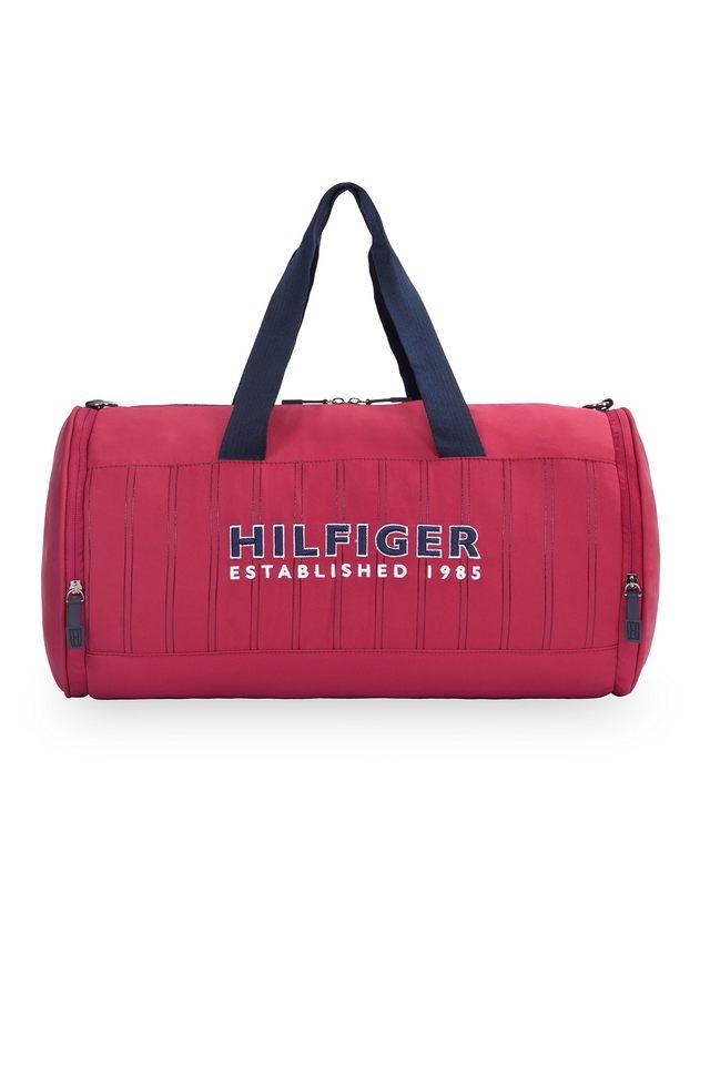 Buy TOMMY HILFIGER Burgundy Typhoon Printed Polyester Zipper Closure Duffle Bag Shoppers Stop