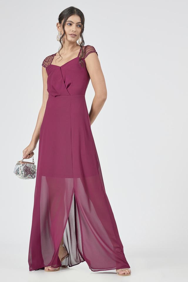 Solid Polyester Sweetheart Neck Women s Maxi Dress