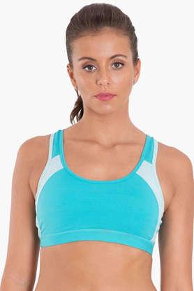 Womens Padded Non Wired Colour Block Power Back Active Sports Bra