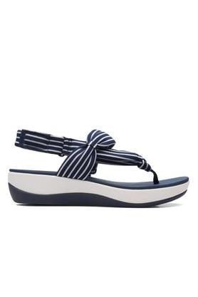 Arla Nicole Navy Print Textile Slipon Womens Casual Wear Sandals