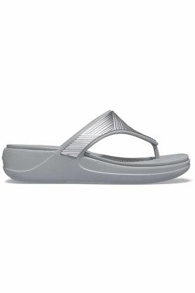 Crocs silver store flip flops