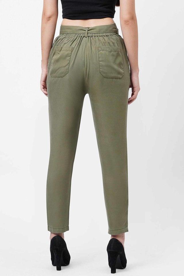 Buy Women's Olive Green Stretch Chino Online in India