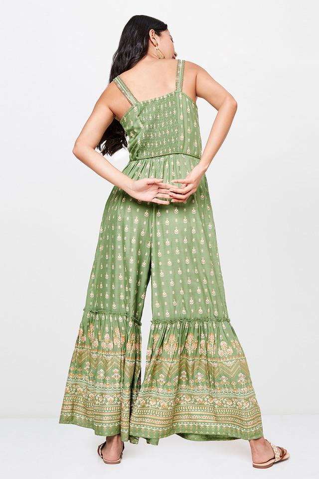 Buy GLOBAL DESI Sage Womens Ethnic Motifs V-Neck Flared Jumpsuit