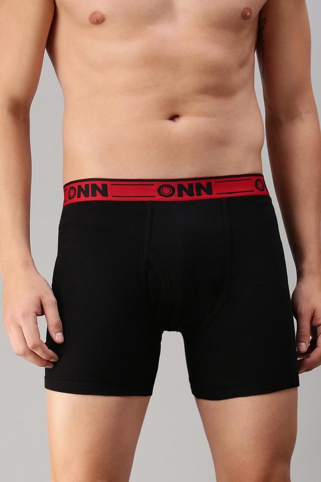 Buy ONN Solid Cotton Blend Regular Fit Mens Long Trunks Pack of 3