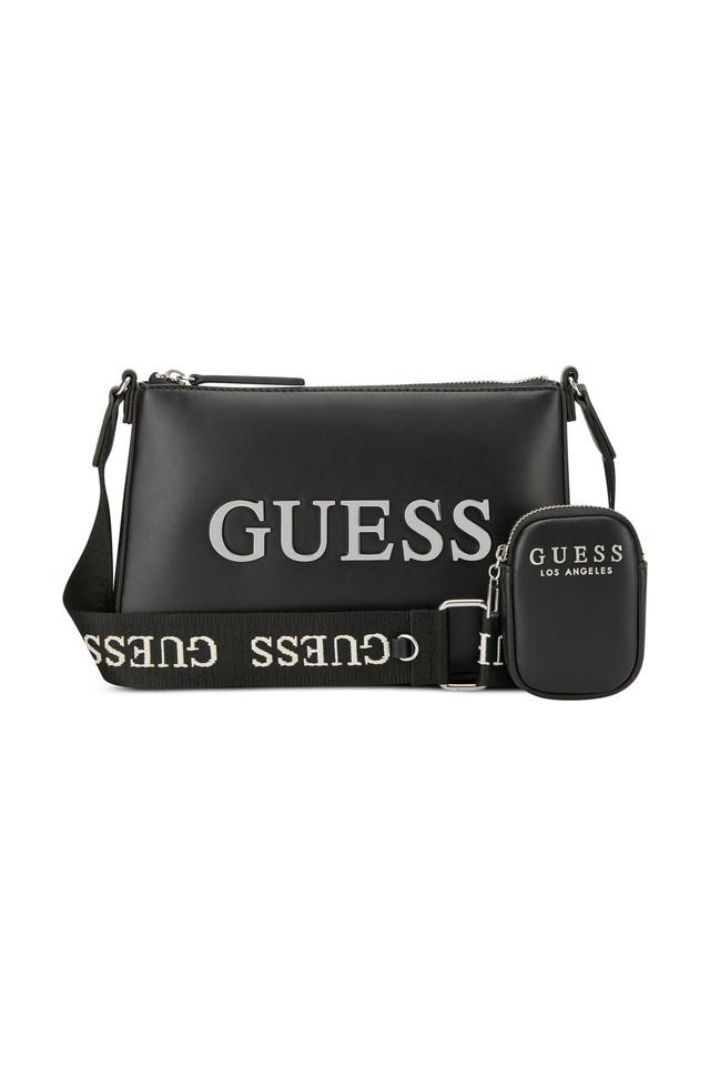 Buy GUESS Black Zipper Closure PU Women s Maisey Mini Top Zip Crossbody Sling Bag Shoppers Stop
