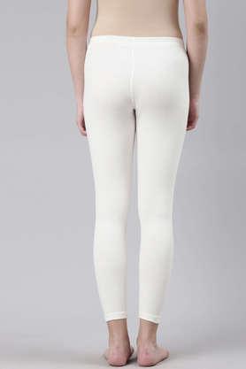 Buy FASO White Solid Cotton Slim Fit Women's Thermal Leggings