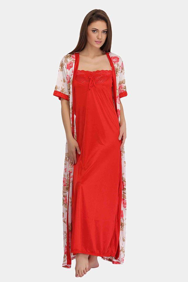 Buy Woollen Printed Full Sleeves Night Dress In Red Online India, Best  Prices, COD - Clovia - NSW968P04