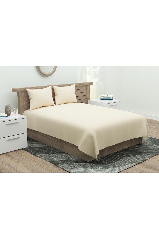 Buy PORTICO Organic Solid King Bed Sheet with 2 Pillow Covers
