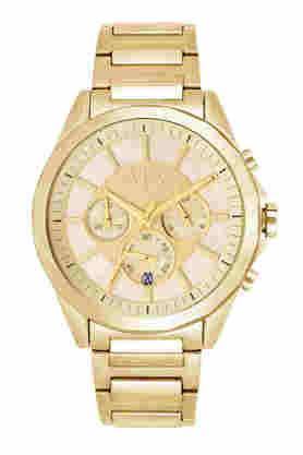 Mens 44 mm Drexler Gold Dial Stainless Steel Chronograph Watch AX2602