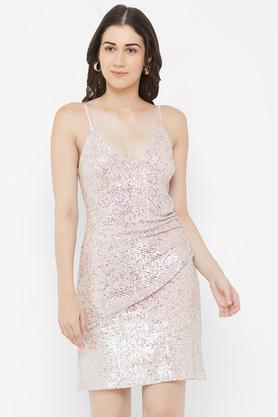 Buy Bebe Womens Spaghetti Neck Sequined Short Dress Shoppers Stop