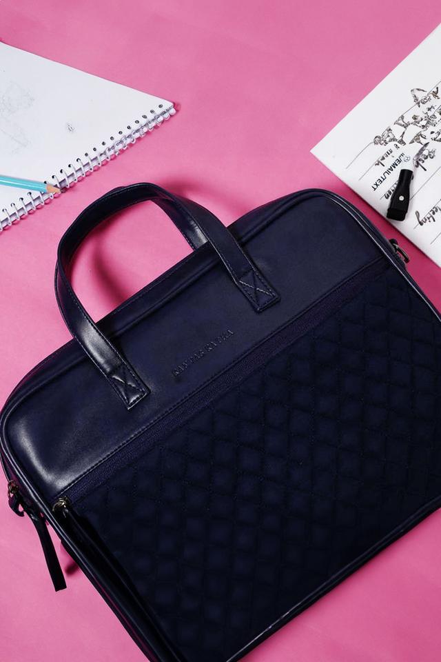 Buy KANVAS KATHA Navy Zipper PU Unisex Casual Wear Laptop Bag Shoppers Stop