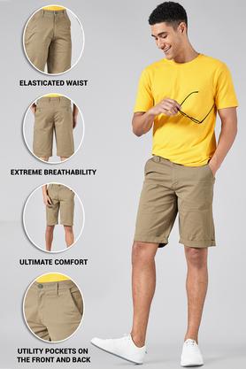 Mens slim fit cotton hot sale shorts