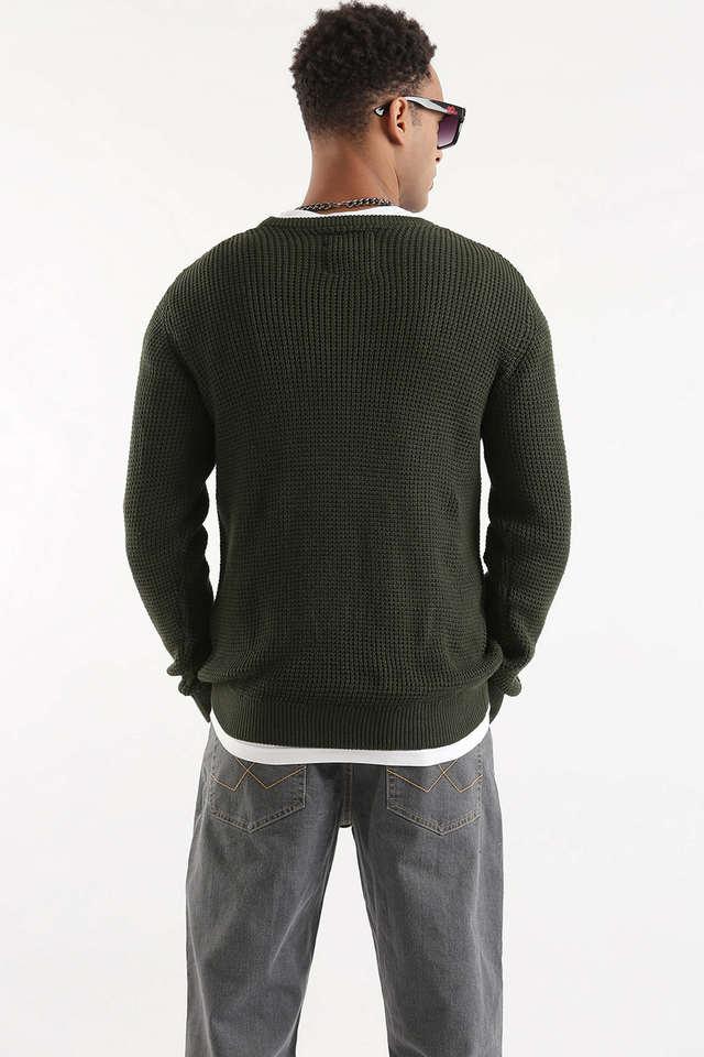 Buy WROGN Solid Cotton Slim Fit Men's Sweater