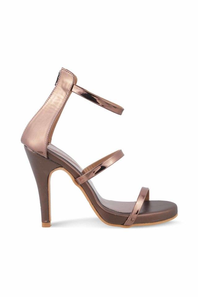 Womens Synthetic Bronze Heels Sandal