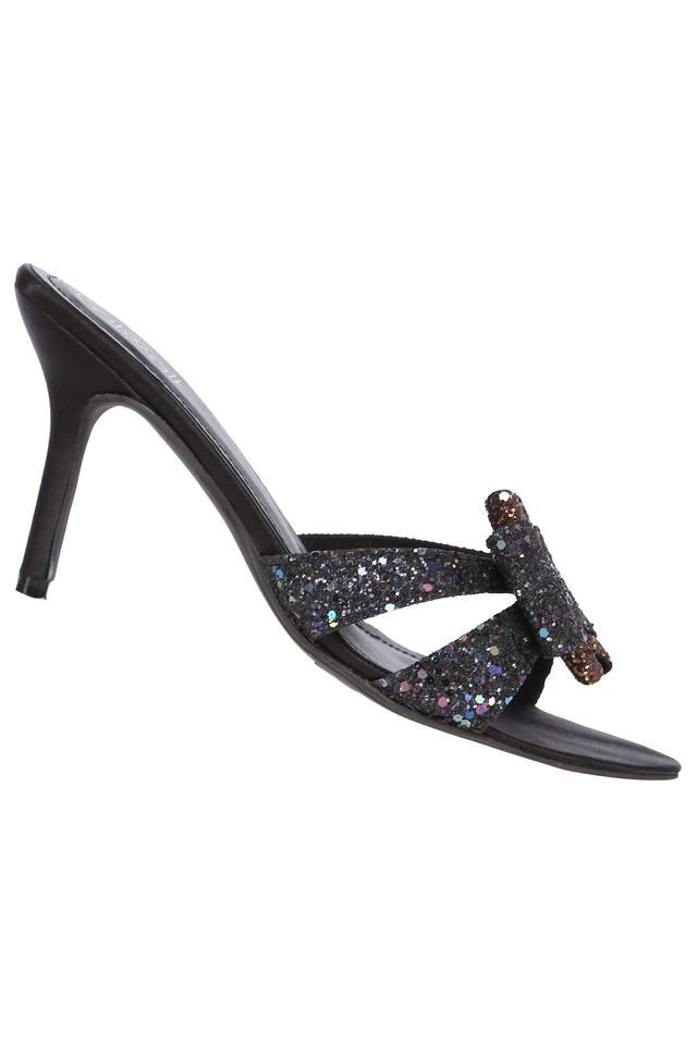 black glitter slip ons