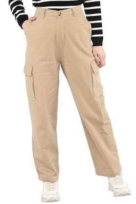 Buy COVER STORY Natural Womens 6 Pocket Solid Cargos