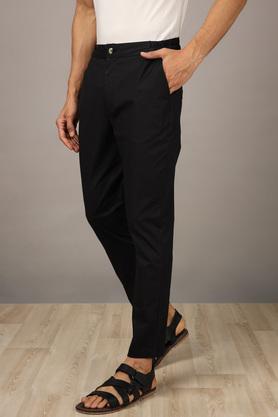 Buy BANDEYA Black Solid Cotton Lycra Slim Fit Men's Ethnic Poplin