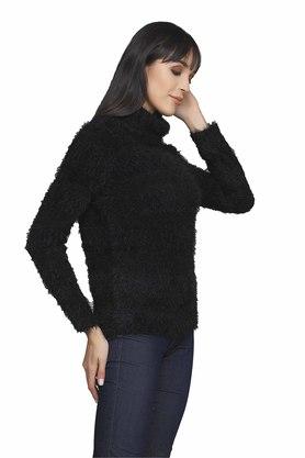 Buy Madame Womens Fitted Solid High Neck Sweater Shoppers Stop