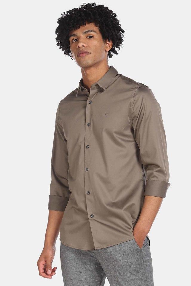 Solid Slim Fit Mens Casual Shirt