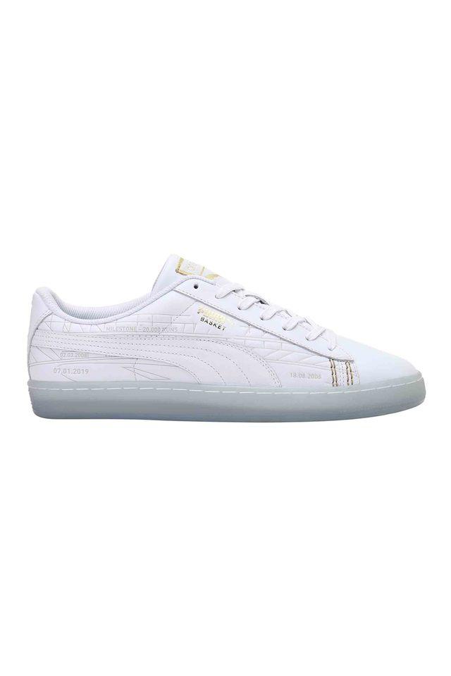 All white store leather puma shoes