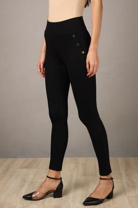 Buy STOP Black Solid Nr Roma Skinny Fit Women's Treggings