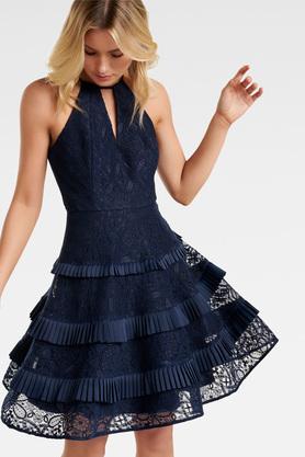 Buy FOREVER NEW Navy Womens Fitted Bodice Elandra Lace Halter