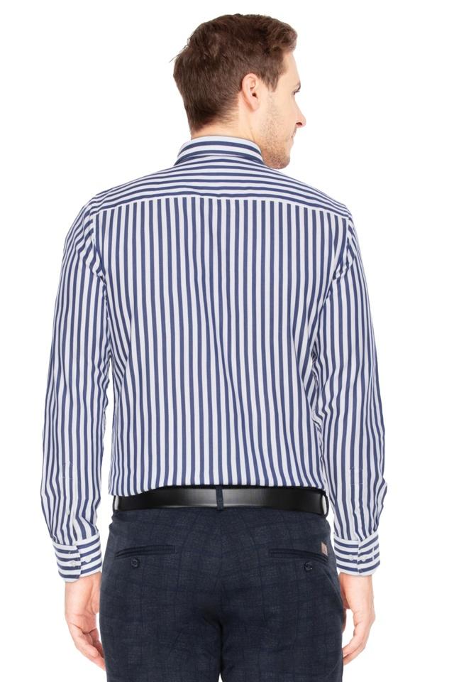 Buy PARK AVENUE Dark Blue Mens Slim Fit Button Down Collar Striped Formal Shirt Shoppers Stop