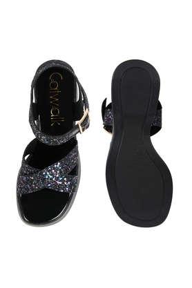 Buy CATWALK Black Synthetic Buckle Womens Casual Sandals