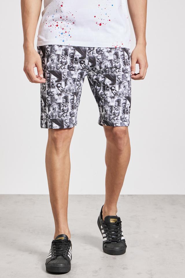 Buy LIFE White Printed Cotton Knee Length Men s Shorts Shoppers Stop