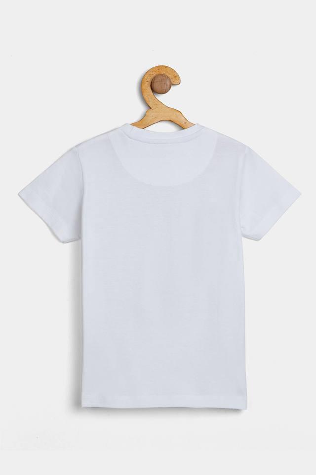 Buy STOP White Printed Cotton Round Neck Boys T-Shirt