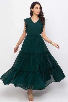 Green colour 2024 one piece dress