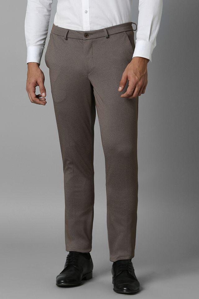 Buy LOUIS PHILIPPE Natural Solid Blended Fabric Slim Fit Men s Formal Wear Trousers Shoppers Stop