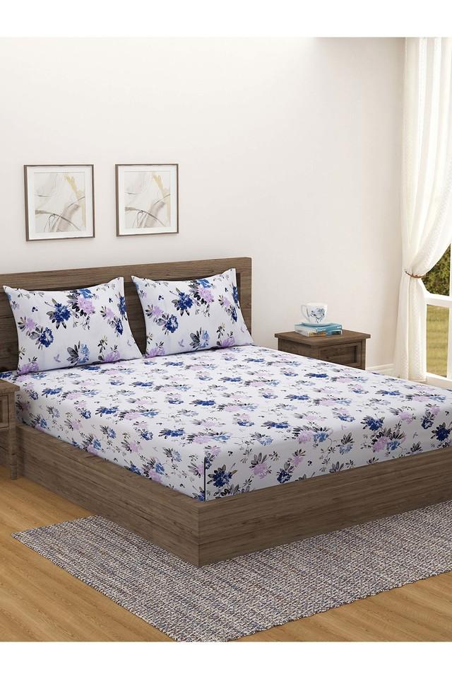 Buy SWAYAM Floral 180 TC Cotton Double Bed Sheet with 2 Pillow Covers