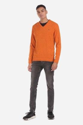 Orange v hotsell neck sweater mens