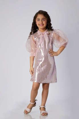 Buy PEPPERMINT Sequinned Cotton Girls Knee Length Party Wear Dress