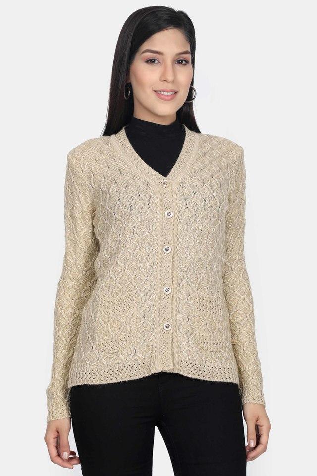 Buy MONTE CARLO undefined Womens Regular Fit Self Pattern V Neck Cardigan Shoppers Stop