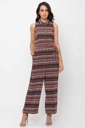 Aztec print best sale tie waist jumpsuit