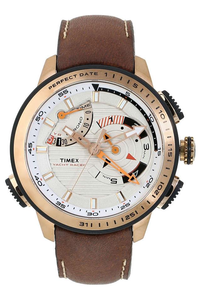 Mens Yacht Racer White Dial Leather Chronograph Watch TWEG16001