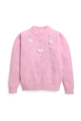 Buy TINY GIRL Solid Polyester Round Neck Girls Sweater Shoppers Stop