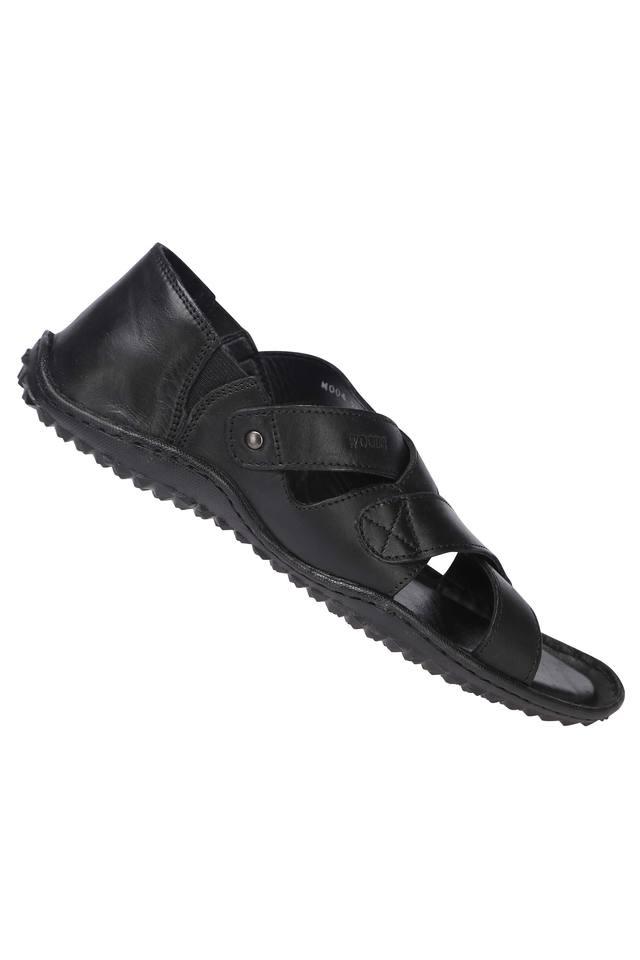 Buy WOODLAND Black Mens Leather Slipon Sandals Shoppers Stop