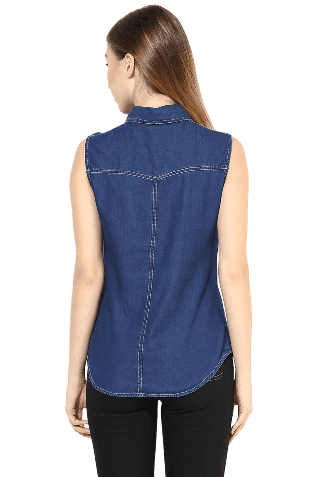 Sleeveless denim best sale shirt womens