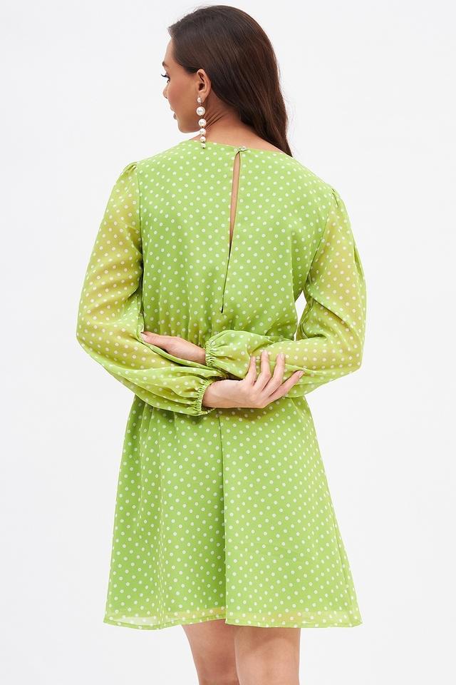 Mango green clearance polka dot dress