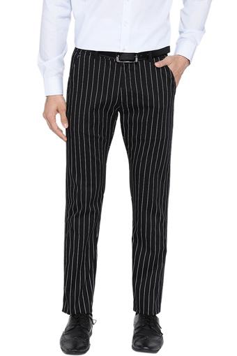 mens slim fit black formal trousers
